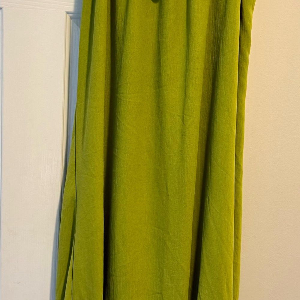 AZ Flowy MaxiHalter Dress Lime Green L/XL NWT Spring & Summer Ruffled Hem